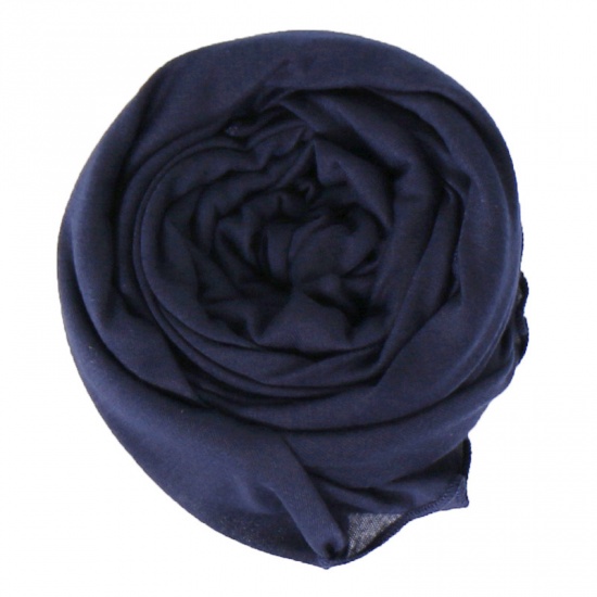 Immagine di Navy Blue - 8# Modal Women's Hijab Scarf Wrap Solid Color Elastic Breathable 180x80cm, 1 Piece