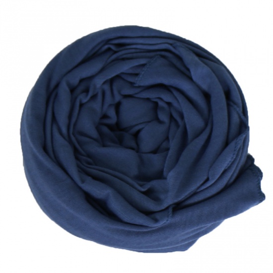 Immagine di Blue - 26# Modal Women's Hijab Scarf Wrap Solid Color Elastic Breathable 180x80cm, 1 Piece