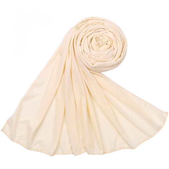 Immagine di Beige - 34# Modal Women's Hijab Scarf Wrap Solid Color Elastic Breathable 180x80cm, 1 Piece