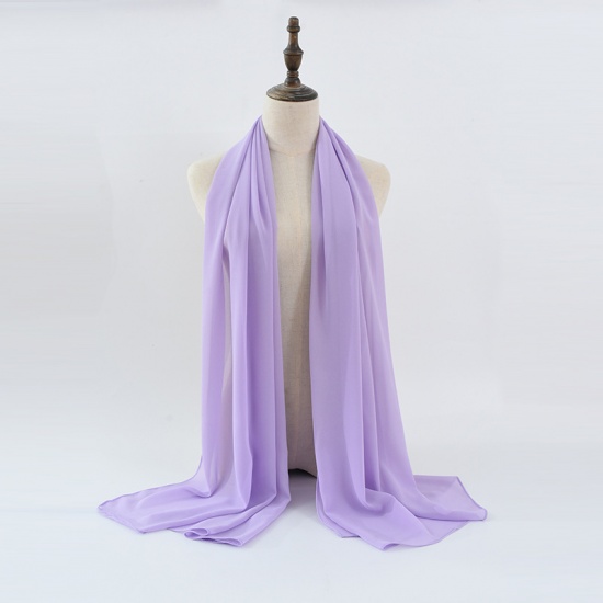 Immagine di Mauve - 15# Chiffon Women's Lace Hijab Scarf Wrap Solid Color 180x75cm, 1 Piece