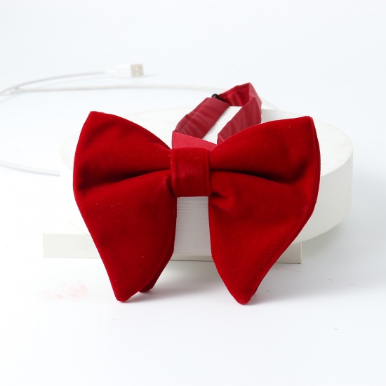 Picture of Red - 10# Velvet Bow Tie & Cufflinks & Handkerchief For Formal Suit Accessories 23x23cm - 1.6cm Dia., 1 Set