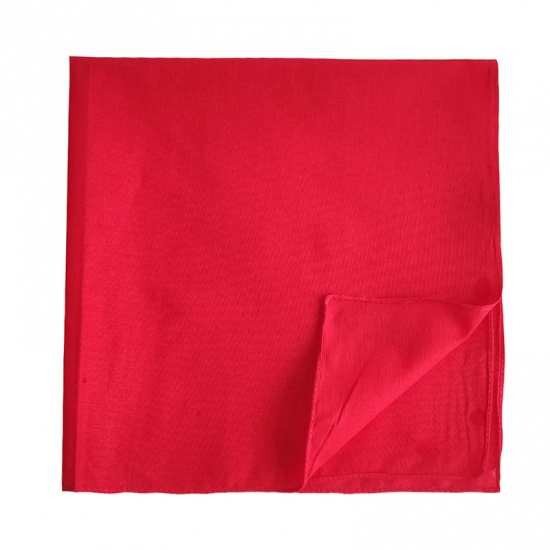 Immagine di Red - 2# Cotton Unisex Square Handkerchief Kerchief Bandanas Solid Color 54x54cm, 1 Piece