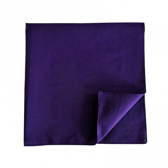 Immagine di Purple - 4# Cotton Unisex Square Handkerchief Kerchief Bandanas Solid Color 54x54cm, 1 Piece