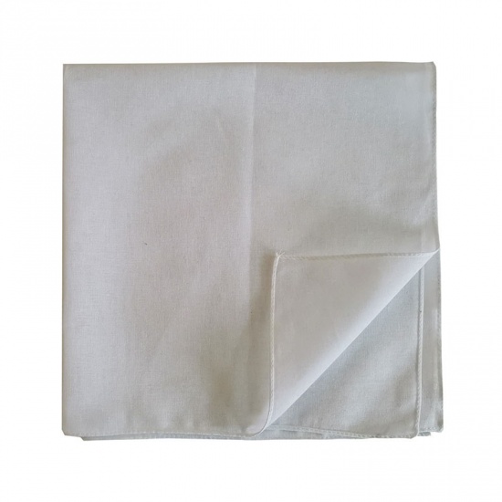 Immagine di White - 5# Cotton Unisex Square Handkerchief Kerchief Bandanas Solid Color 54x54cm, 1 Piece