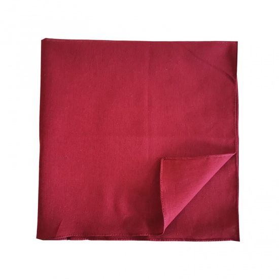 Immagine di Wine Red - 6# Cotton Unisex Square Handkerchief Kerchief Bandanas Solid Color 54x54cm, 1 Piece
