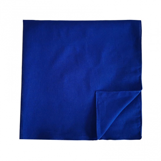 Immagine di Royal Blue - 8# Cotton Unisex Square Handkerchief Kerchief Bandanas Solid Color 54x54cm, 1 Piece