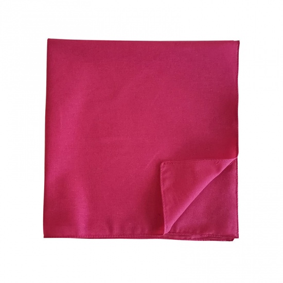 Immagine di Fuchsia - 10# Cotton Unisex Square Handkerchief Kerchief Bandanas Solid Color 54x54cm, 1 Piece