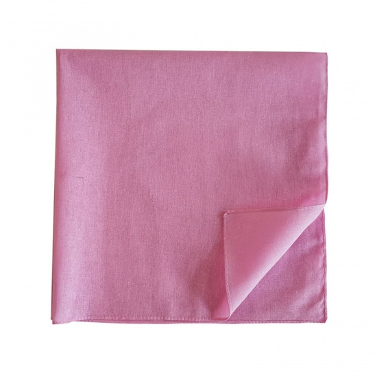 Immagine di Pink - 11# Cotton Unisex Square Handkerchief Kerchief Bandanas Solid Color 54x54cm, 1 Piece