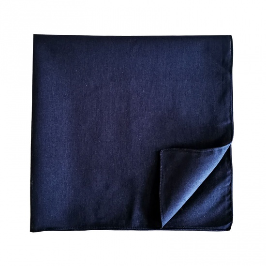 Immagine di Navy Blue - 12# Cotton Unisex Square Handkerchief Kerchief Bandanas Solid Color 54x54cm, 1 Piece