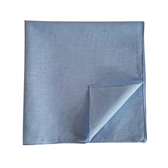 Immagine di Light Blue - 21# Cotton Unisex Square Handkerchief Kerchief Bandanas Solid Color 54x54cm, 2 PCs