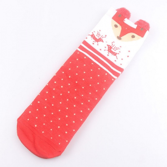 Imagen de Red - 18# Christmas Winter Warm Couple Unisex Cotton Socks Size 37-43, 1 Pair