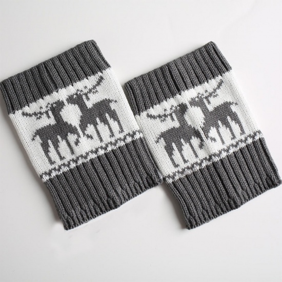 Immagine di Gray - 6# Christmas Acrylic Knitting Sleeve Footless Warmers Socks Costume Accessories 16.5cm long, 1 Pair