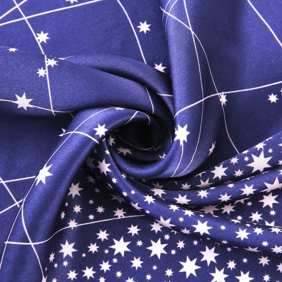 Изображение Шелк Женские Платок Квадратные Звезда Темно-синий 55см x 55см, 1 ШТ