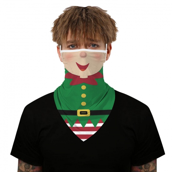 Immagine di Poliestere Adulto Maschera Antipolvere Antivento per All'aperto Verde Triangolo Babbo Natale 1 Pz