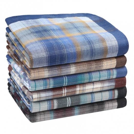 Immagine di Mixed - Cotton Retro Classic Plaid Men's Handkerchief For Suit Pocket Square 43x43cm, 6 PCs