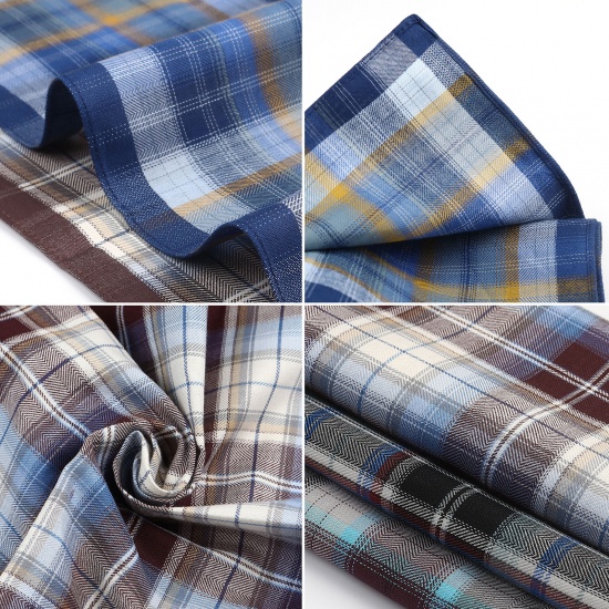 Immagine di Mixed - Cotton Retro Classic Plaid Men's Handkerchief For Suit Pocket Square 43x43cm, 6 PCs