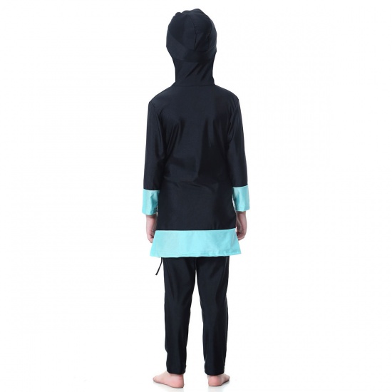 Immagine di Black - Muslim Long Sleeve Trousers Girl Child's Two-Piece Split Swimwear 100cm, 1 Set