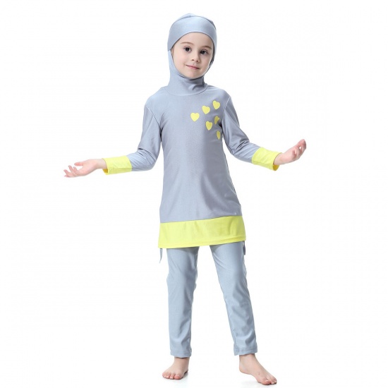 Picture of Gray - Muslim Long Sleeve Trousers Girl Child's Two-Piece Split Swimwear 80cm, 1 Set