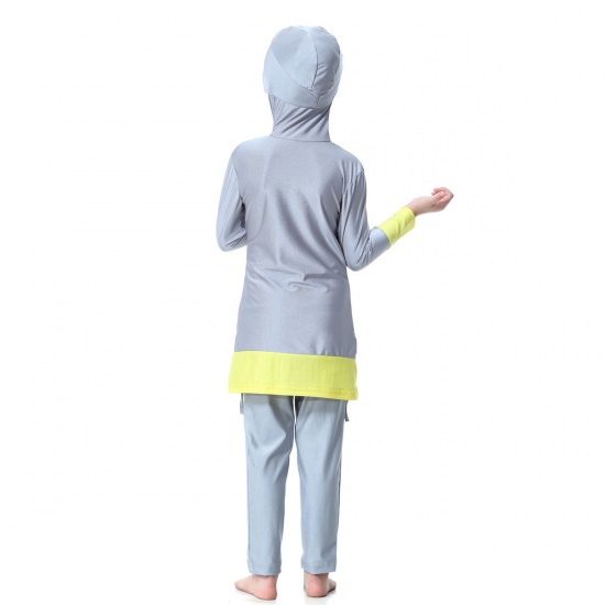 Immagine di Gray - Muslim Long Sleeve Trousers Girl Child's Two-Piece Split Swimwear 90cm, 1 Set