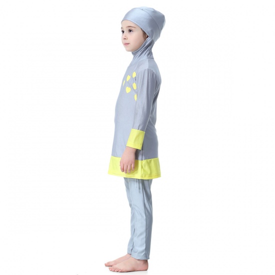 Picture of Gray - Muslim Long Sleeve Trousers Girl Child's Two-Piece Split Swimwear 110cm, 1 Set