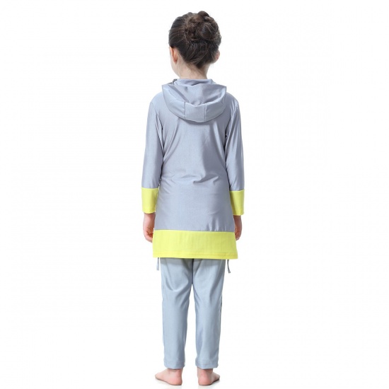 Immagine di Gray - Muslim Long Sleeve Trousers Girl Child's Two-Piece Split Swimwear 110cm, 1 Set