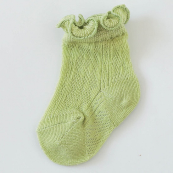 Picture of Light Green - Cotton Lace Summer Baby Socks Mesh Thin Breathable XS, 1 Pair