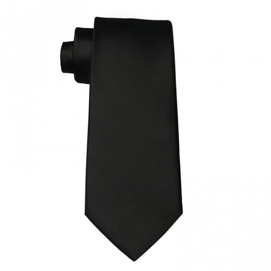 Immagine di Black - Men's Solid Color Glossy Tie Necktie Suit Accessories 147x8cm, 1 Piece