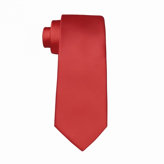 Immagine di Red - Men's Solid Color Glossy Tie Necktie Suit Accessories 147x8cm, 1 Piece