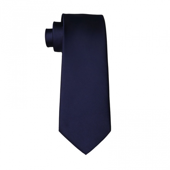 Immagine di Navy Blue - Men's Solid Color Glossy Tie Necktie Suit Accessories 147x8cm, 1 Piece