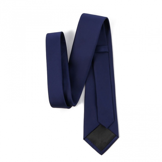 Immagine di Navy Blue - Men's Solid Color Glossy Tie Necktie Suit Accessories 147x8cm, 1 Piece