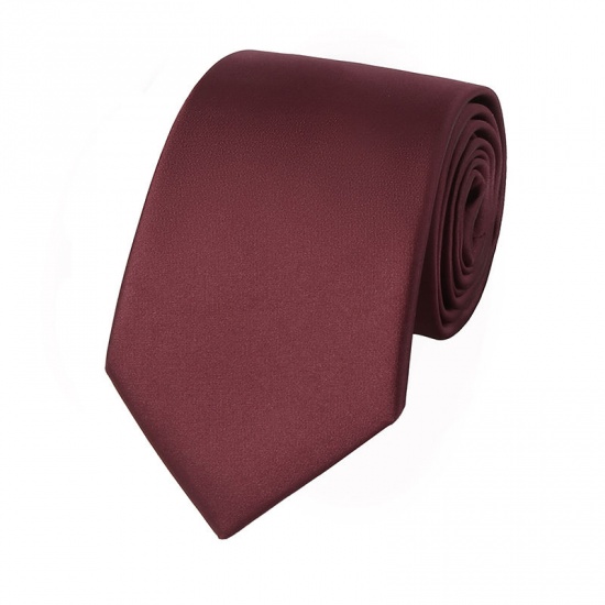 Immagine di Wine Red - Men's Solid Color Glossy Tie Necktie Suit Accessories 147x8cm, 1 Piece