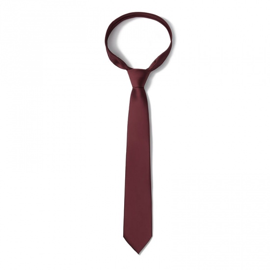 Immagine di Wine Red - Men's Solid Color Glossy Tie Necktie Suit Accessories 147x8cm, 1 Piece