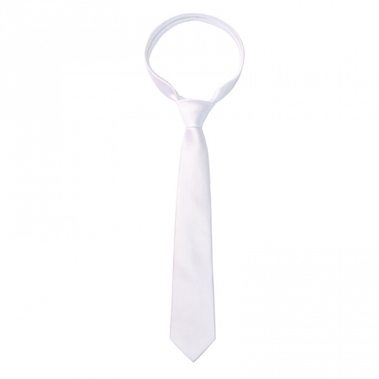 Immagine di White - Men's Solid Color Glossy Tie Necktie Suit Accessories 147x8cm, 1 Piece