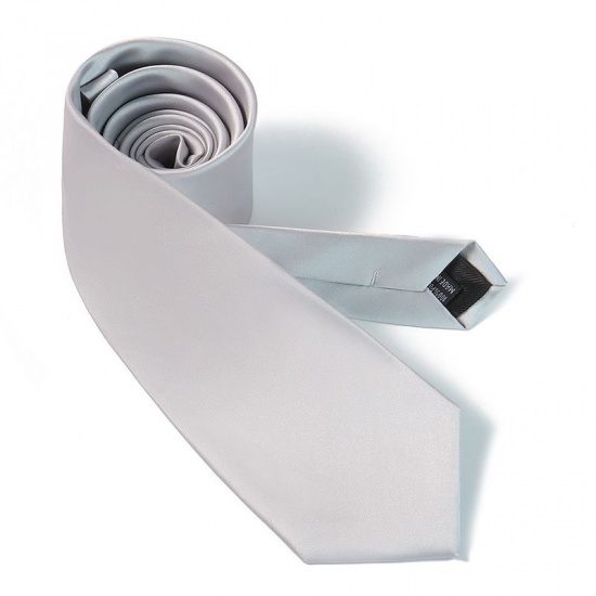 Immagine di Silver-gray - Men's Solid Color Glossy Tie Necktie Suit Accessories 147x8cm, 1 Piece