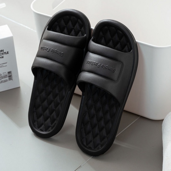 Immagine di Black - Size 44-45 EVA Men And Women Couple Summer Soft Soled Non-Slip Shower Slippers Sandals For Bathroom Indoor Outdoor, 1 Pair
