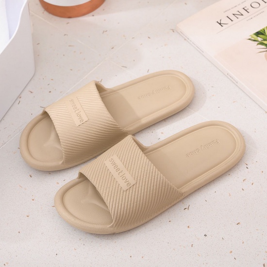 Picture of Khaki - Size 42-43 EVA Men And Women Couple Summer Soft Soled Non-Slip Shower Slippers Sandals For Bathroom Indoor, 1 Pair