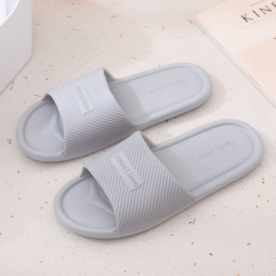 Immagine di Gray - Size 42-43 EVA Men And Women Couple Summer Soft Soled Non-Slip Shower Slippers Sandals For Bathroom Indoor, 1 Pair