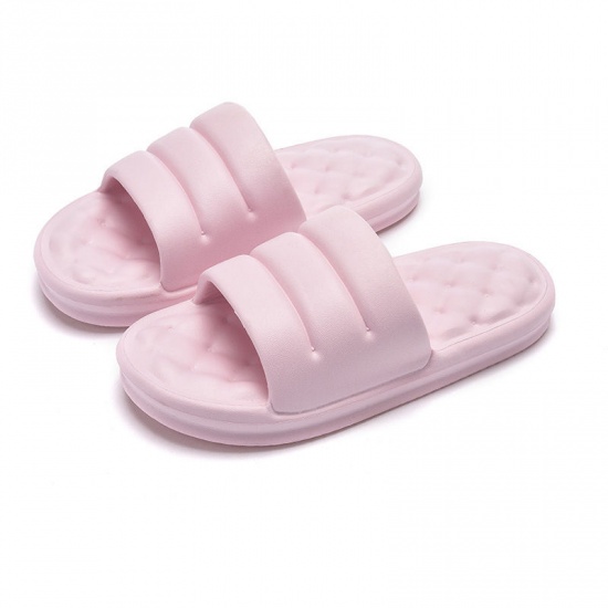 Immagine di Pink - Size 36-37 EVA Men And Women Couple Summer Extra Thick Soft Soled Non-Slip Shower Slippers Sandals For Bathroom Indoor Outdoor, 1 Pair