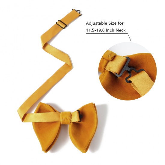 Изображение Orange - 1# Velvet Bow Tie & Cufflinks & Handkerchief For Formal Suit Accessories 23x23cm - 1.6cm Dia., 1 Set