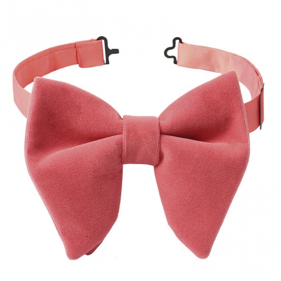 Изображение Orange Pink - 9# Velvet Bow Tie & Cufflinks & Handkerchief For Formal Suit Accessories 23x23cm - 1.6cm Dia., 1 Set