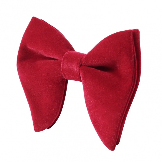 Изображение Red - 10# Velvet Bow Tie & Cufflinks & Handkerchief For Formal Suit Accessories 23x23cm - 1.6cm Dia., 1 Set