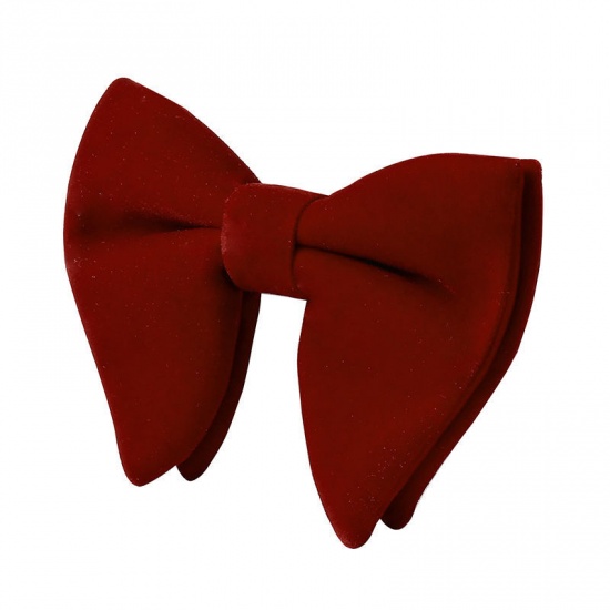 Изображение Wine Red - 11# Velvet Bow Tie & Cufflinks & Handkerchief For Formal Suit Accessories 23x23cm - 1.6cm Dia., 1 Set