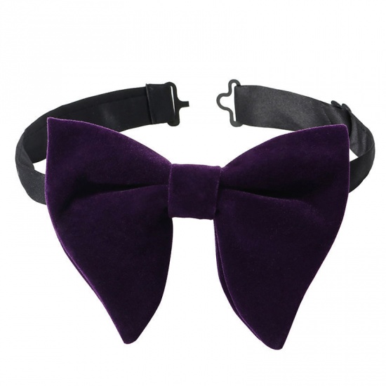 Изображение Purple - 12# Velvet Bow Tie & Cufflinks & Handkerchief For Formal Suit Accessories 23x23cm - 1.6cm Dia., 1 Set