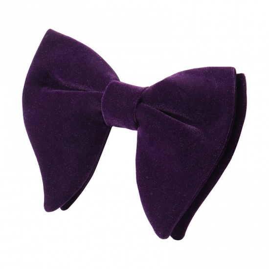 Изображение Purple - 12# Velvet Bow Tie & Cufflinks & Handkerchief For Formal Suit Accessories 23x23cm - 1.6cm Dia., 1 Set