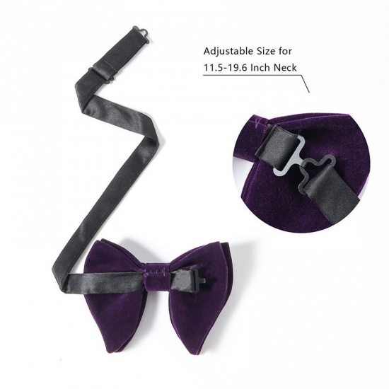 Изображение Purple - 12# Velvet Bow Tie & Cufflinks & Handkerchief For Formal Suit Accessories 23x23cm - 1.6cm Dia., 1 Set