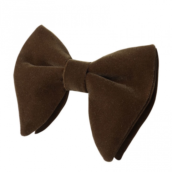 Изображение Light Coffee - 16# Velvet Bow Tie & Cufflinks & Handkerchief For Formal Suit Accessories 23x23cm - 1.6cm Dia., 1 Set