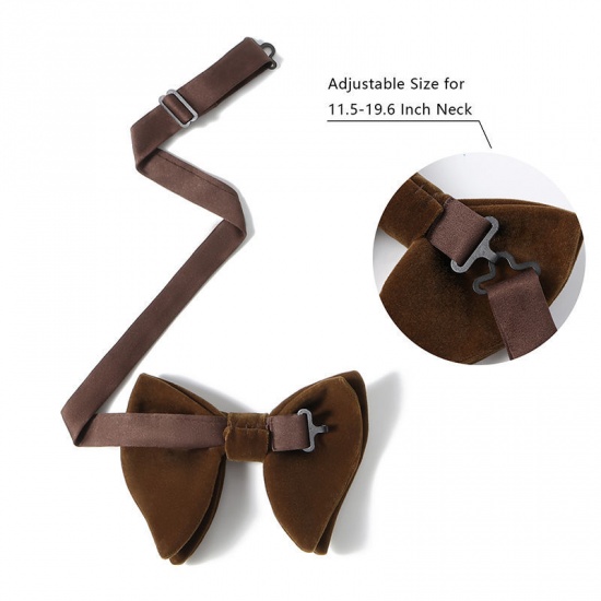 Изображение Light Coffee - 16# Velvet Bow Tie & Cufflinks & Handkerchief For Formal Suit Accessories 23x23cm - 1.6cm Dia., 1 Set