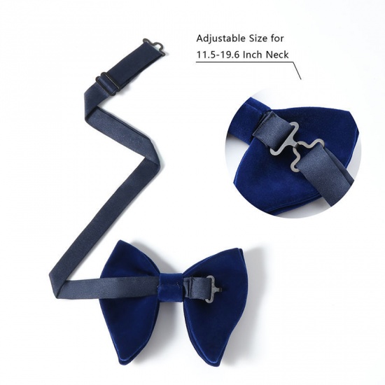 Изображение Dark Blue - 17# Velvet Bow Tie & Cufflinks & Handkerchief For Formal Suit Accessories 23x23cm - 1.6cm Dia., 1 Set