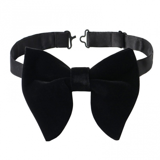 Изображение Black - 18# Velvet Bow Tie & Cufflinks & Handkerchief For Formal Suit Accessories 23x23cm - 1.6cm Dia., 1 Set