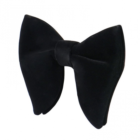 Изображение Black - 18# Velvet Bow Tie & Cufflinks & Handkerchief For Formal Suit Accessories 23x23cm - 1.6cm Dia., 1 Set